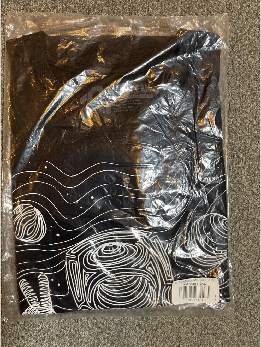 New - Into The Am Tee-Black Space Waves Glow-in-The-Dark AM13494 - 2XL
